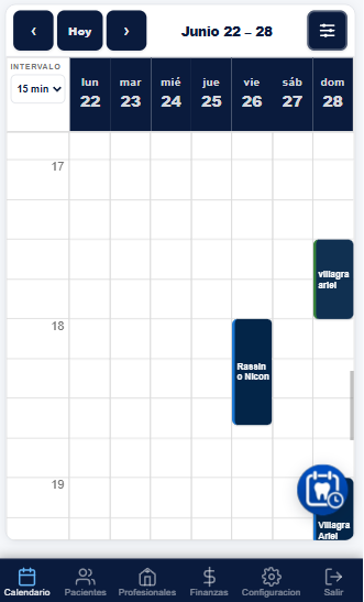 Calendario del consultorio en celular