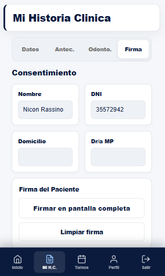 Portal del paciente — firma